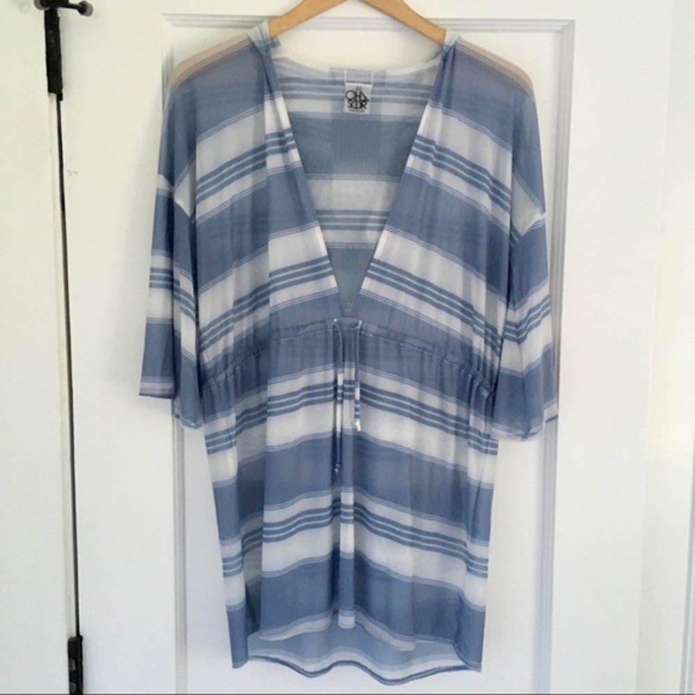 Chaser Swim Coverup Blue Striped Hoodie
